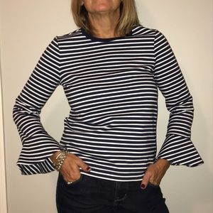 Draper James Sailor Stripe Bell-Sleeve Ponte Tee